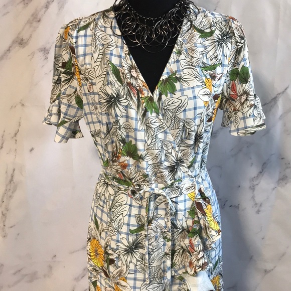 IVORY & BLUE FLORAL DRESS - Picture 3 of 8